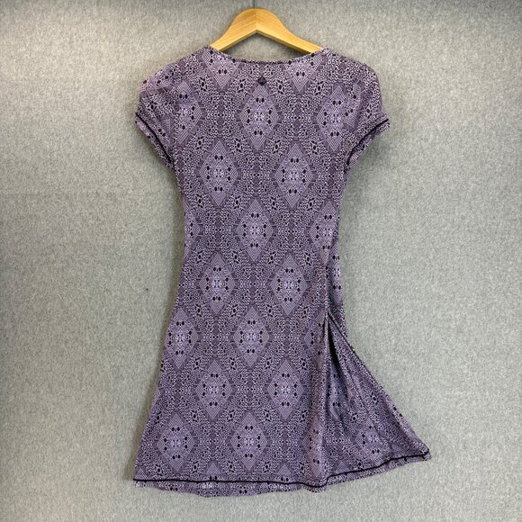 Prana Womens Size XS Purple Dress Patterned Faux Wrap V-Neck Breathe Outdoor - Picture 8 of 16
